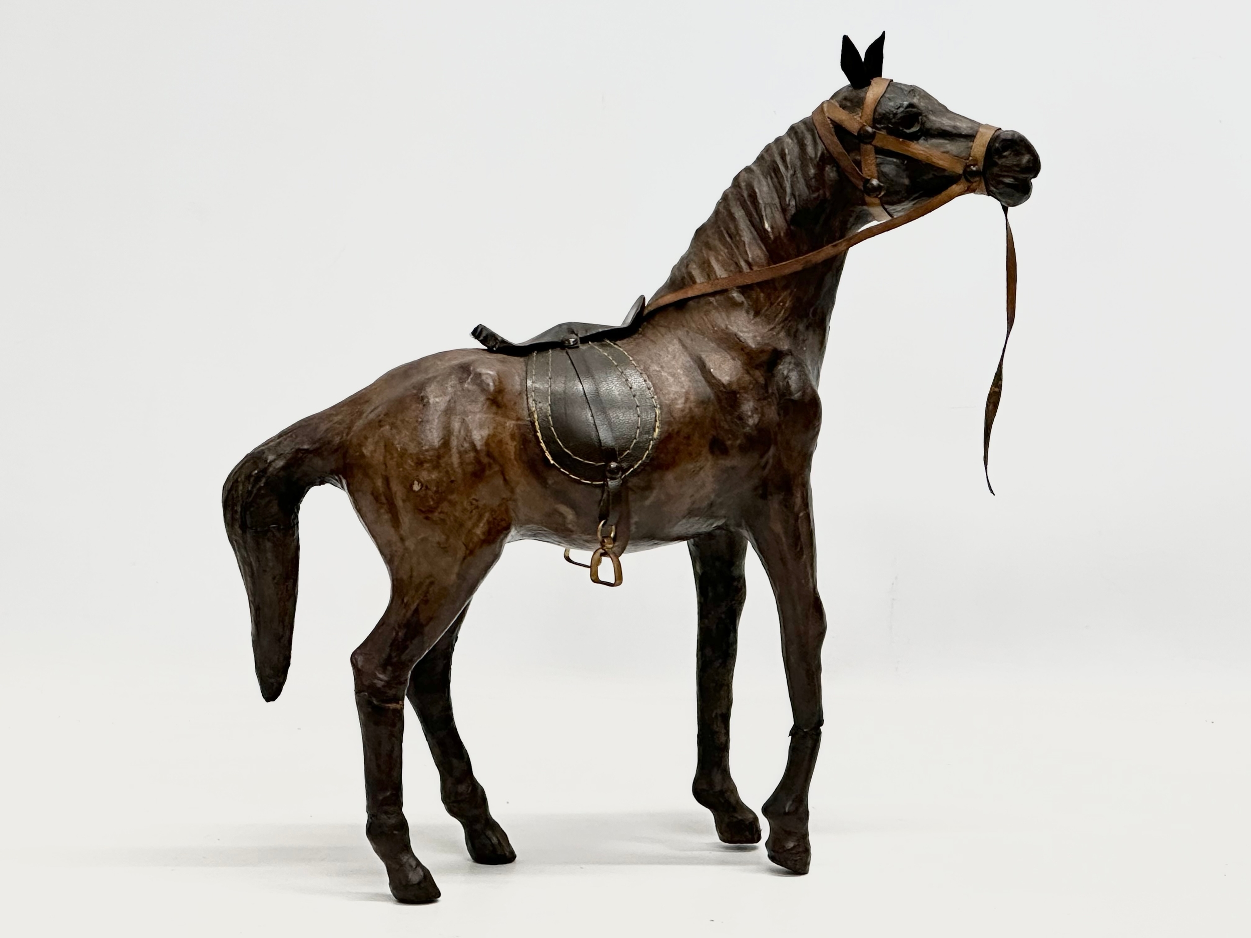 A large vintage leather horse. 36x46cm - Image 6 of 7