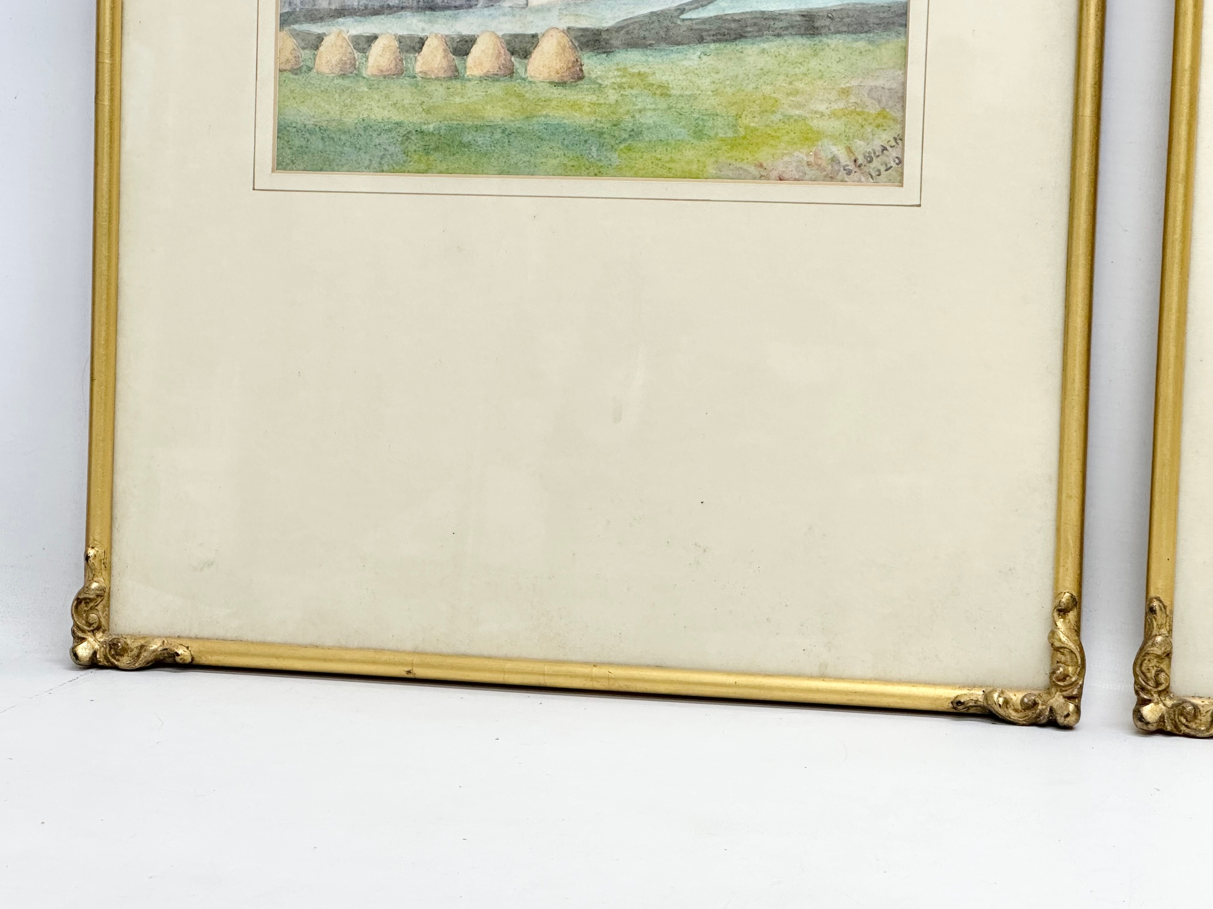 A pair of Early 20th Century gilt framed watercolour drawings. S. C. Black. Dated 1920. Frames - Image 6 of 6