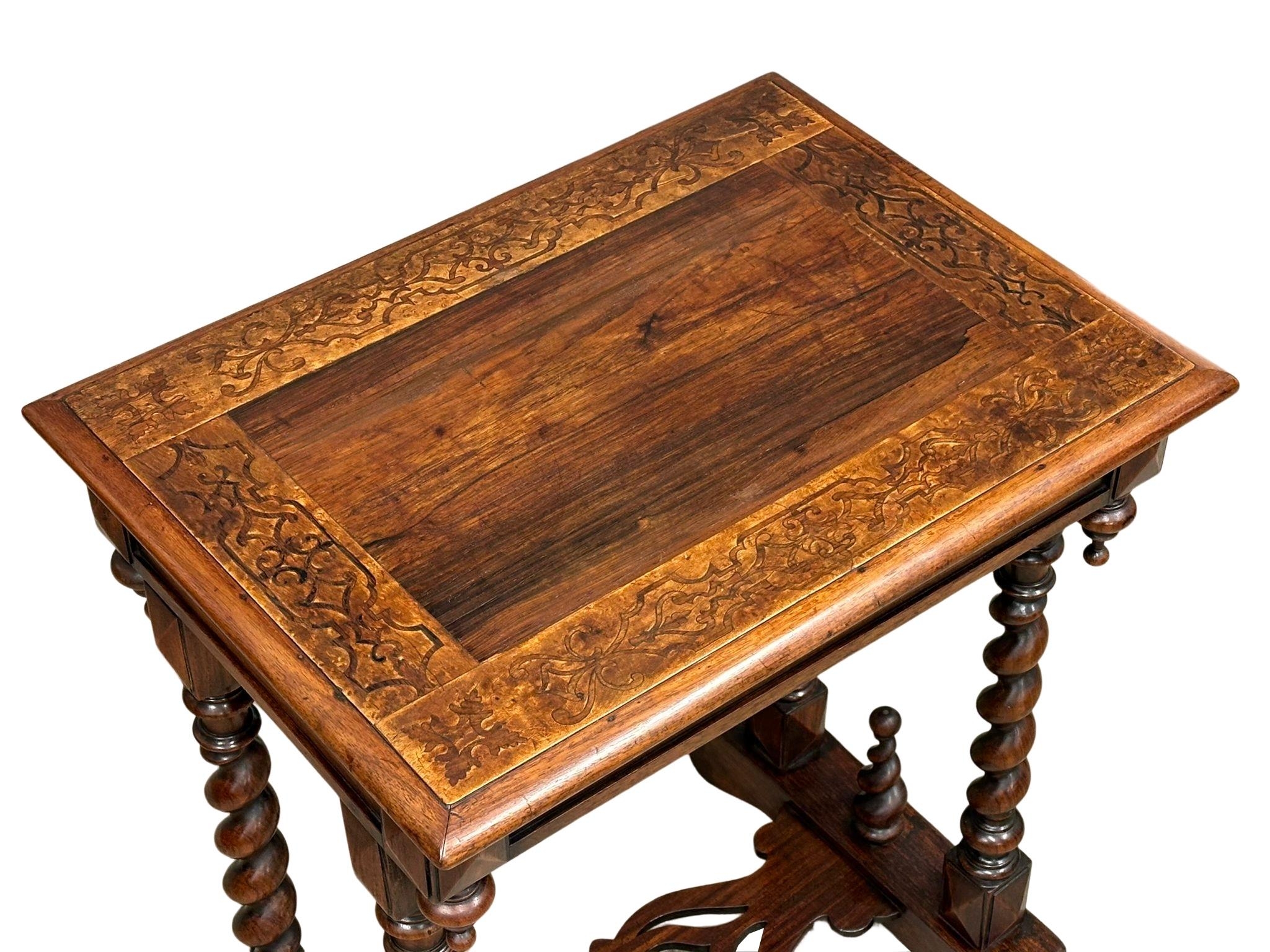 A William IV inlaid rosewood work table/storage table. With barley twist supports. Circa 1830. - Image 4 of 6