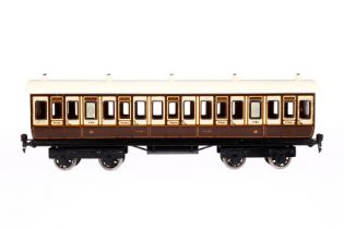 Märklin englischer Abteilwagen 2875 LNWR, Spur 1, weiß/braun CL, 4A Gussräder, Dach farblich