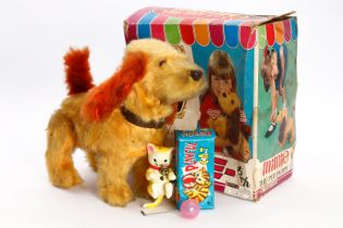 ALPS ”Mimie the Pet Puppy”, Japan, batteriebetrieben, verstaubt, Batteriefach tw korrodiert, H 28,