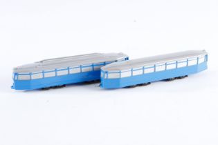 Wiking Straßenbahn, blau/silber, 2-teilig, unverglast, Alterungsspuren, Z 2-3
