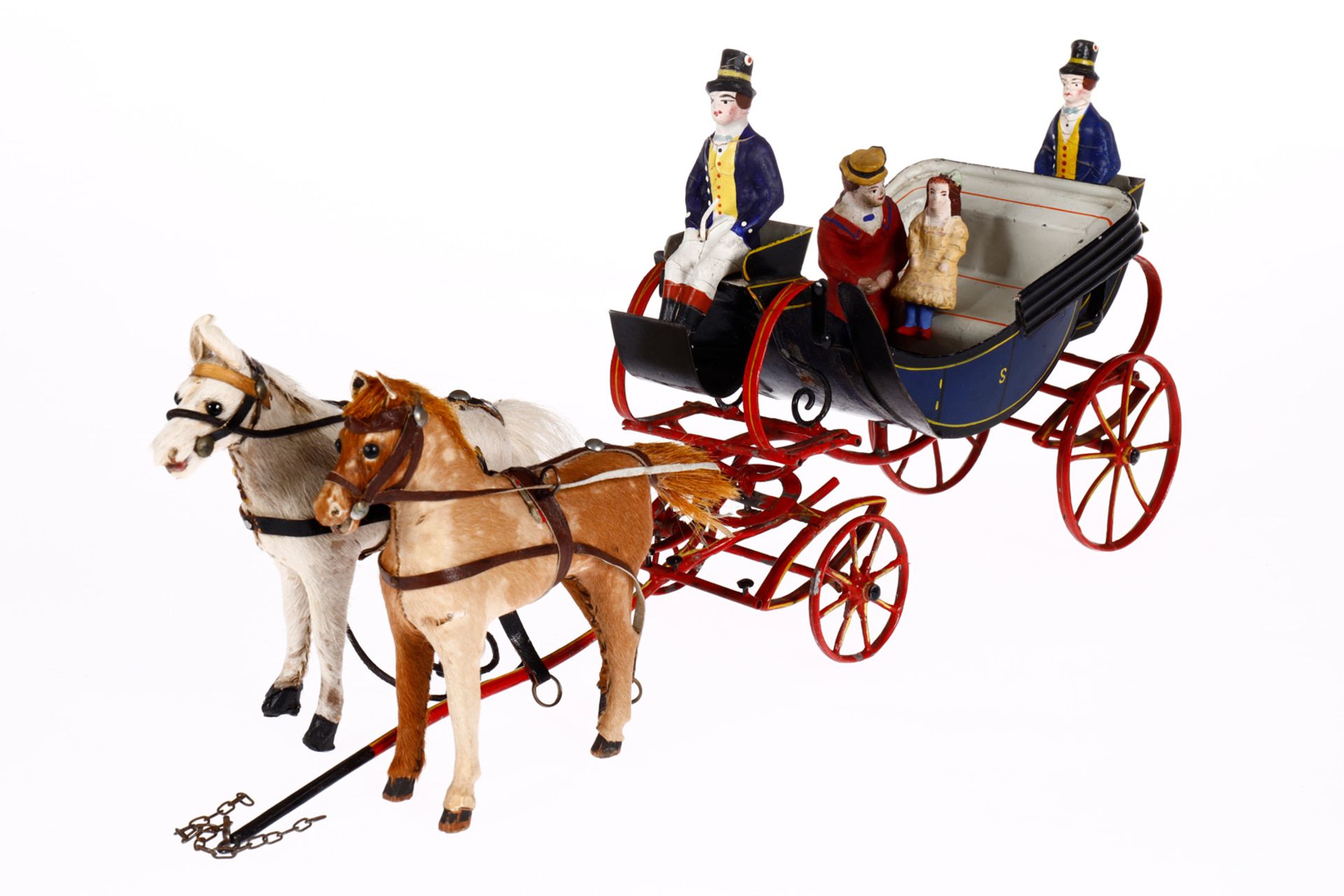Rock & Graner Pferdegespann, mit offenem Landaulet, mit 2 Original-Kutschern und 2 Sitzfiguren, fein