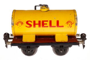 Märklin Shell Kesselwagen 1674, Spur 0, HL, Rahmenbereich tw nachgezogen, LS und gealterter Lack,