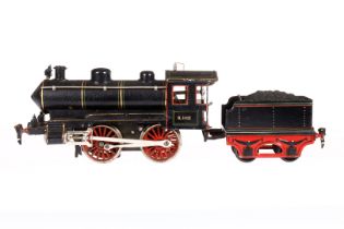 Märklin B-Dampflok R 1021, mit 2A-Tender, Spur 1, Uhrwerk intakt, 3 Stecklaternen, Galeriestangen,