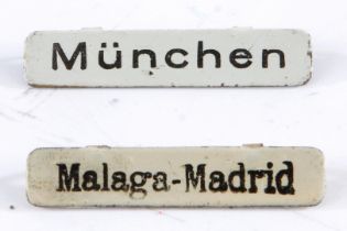 2 Märklin Zuglaufschilder Malaga-Madrid und München, Alterungsspuren