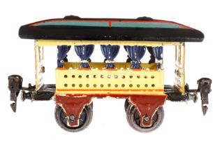 Märklin Sommerwagen 1825, Spur 0, uralt, HL, mit 2 Sitzbänken und blauen Vorhängen, 3 Löcher an
