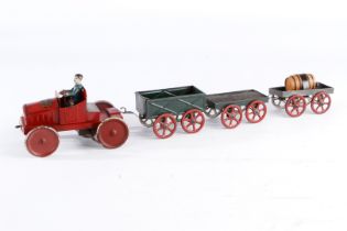 Bonnet Zugmaschine mit 3 Anhängern, France, HL, mit Fahrerfigur, LS und Alterungsspuren, Gesamtlänge