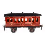 Märklin Abteilwagen 1856, Spur 1, braun HL, 6 AT, mit Inneneinrichtung und 4 Sitzfiguren, Dach LS