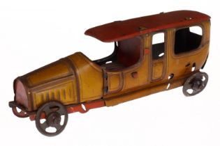Distler Penny Toy Limousine, ohne Fahrerfigur und ohne Antrieb, gealterter Lack, L 12,5, Z 4