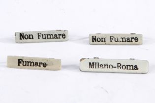 4 Märklin Zuglaufschilder Milano-Roma, 2x Non Fumare und Fumare, als Ersatzteile