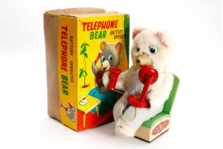 TM Japan Automat ”TELEPHONE BEAR” 3021, batteriebetrieben, H 24, im leicht def. und verschmutztem