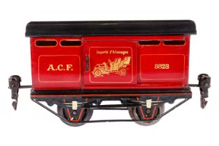Märklin Autotransportwagen 3823, Spur 0, rot HL, 2 ST, Aufschrift ”A.C.F.”, seltene fachmännische