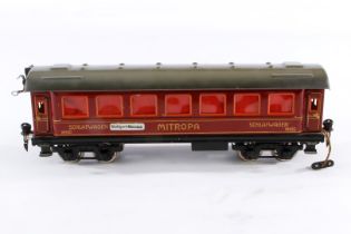 Märklin Mitropa Schlafwagen 1843, Spur 0, CL, mit 4 AT, 2 versch. Zuglaufschildern, Innenbeleuchtung