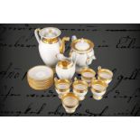 Meissen Empire-Kaffee- und Teegeschirr, mit Kaffeekanne, 6 Tassen, 6 Untertassen, Milchkännchen,