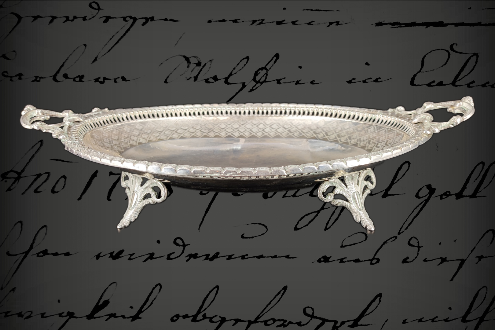 Ovale Henkelschale, 19. Jh., Silber, 12 Lot, Nr. 26098, L 34 cm, 320 Gramm