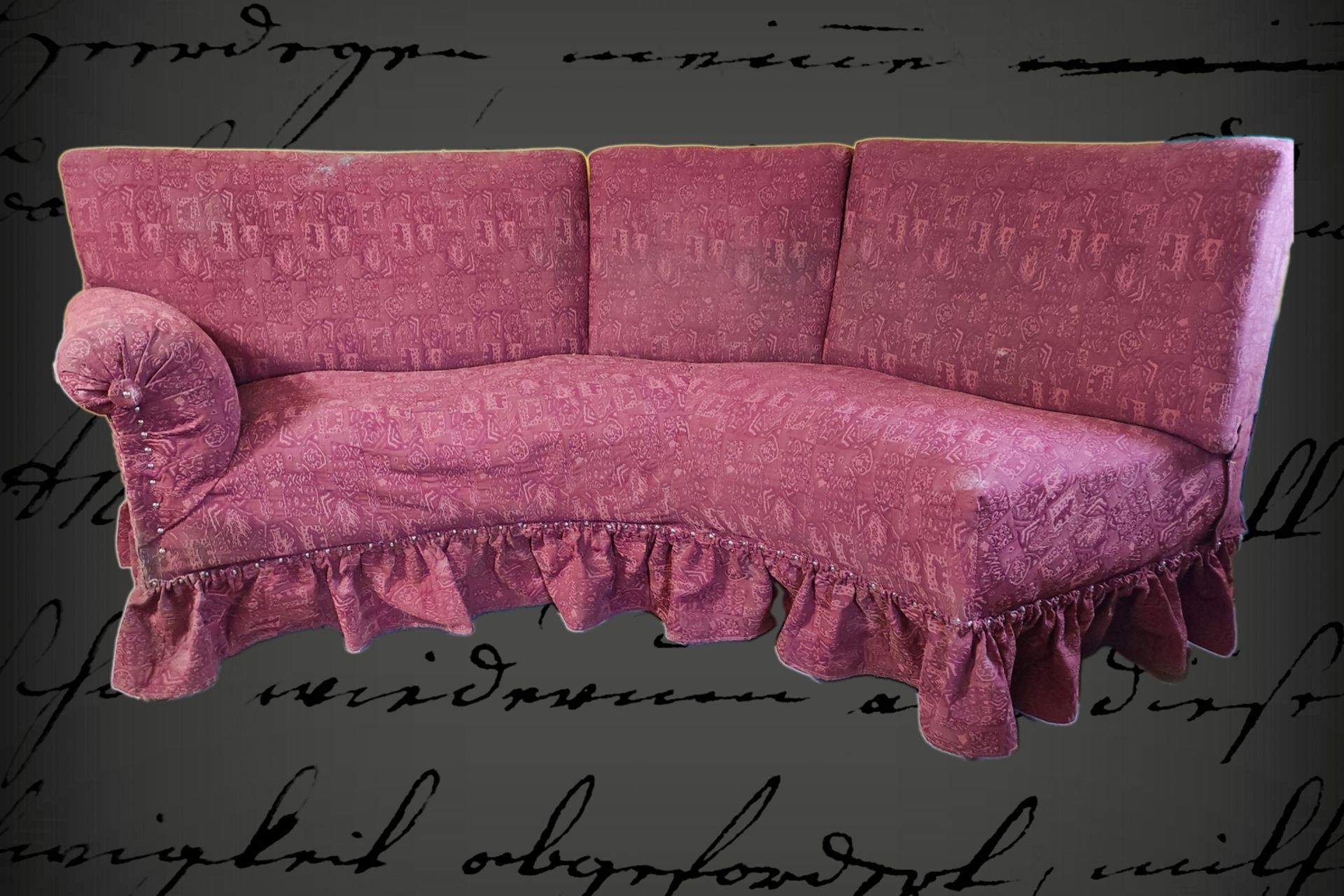 Gepolstertes Eck-Sofa, um 1900, aufarbeitungsbedürftig, L 200 cm