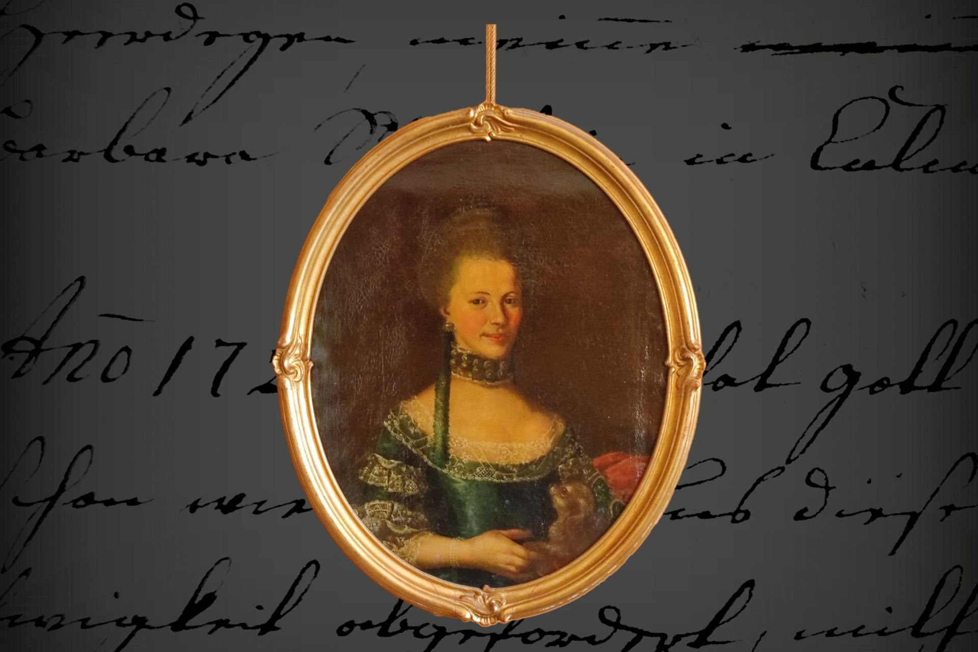 4 Ahnenportraits derer von Feilitzsch, 18. Jh., Öl auf Leinwand, in vergoldeten ovalem Rahmen, H