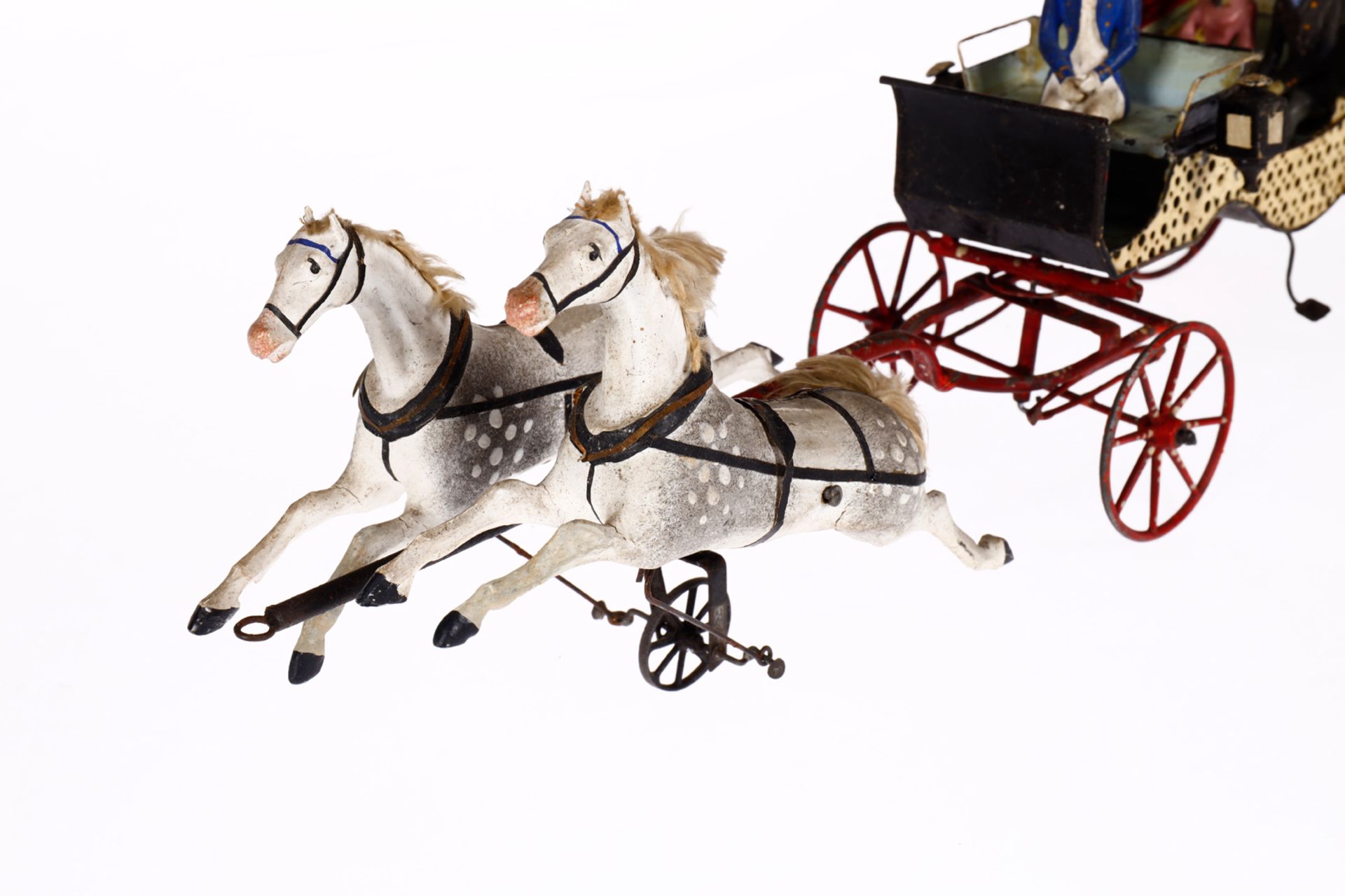 Büchner Landaulet mit offenem Verdeck, mit beweglichem Pferdegespann, Laternen und 3 Original- - Image 3 of 6