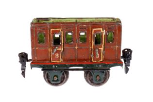 MÄRKLIN Personenwagen, Spur 0, uralt, HL, mit 4 AT, gealterter Lack, LS tw ausgebessert, Rahmen