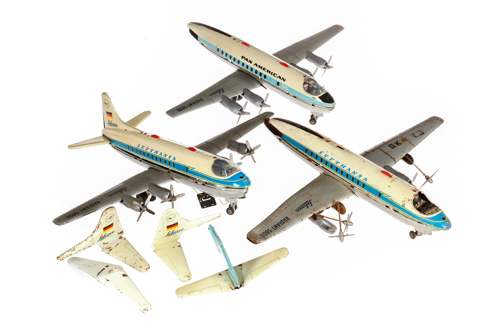 3 SCHUCO Flugzeuge ”Pan American” und ”Lufthansa”, besch. und tw NV, tw RS, L 42, Z 4, zum