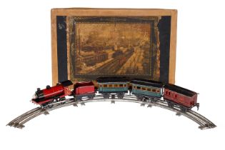 MÄRKLIN Zugpackung, Spur 0, mit B-Dampflok R 12970, rot/schwarz, elektr., Tender, 2 Personenwagen