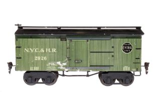 MÄRKLIN amerik. ged. Güterwagen 2926 NYC, Spur 1, CL, mit 2 ST, LS tw ausgeb., gealterter Lack,