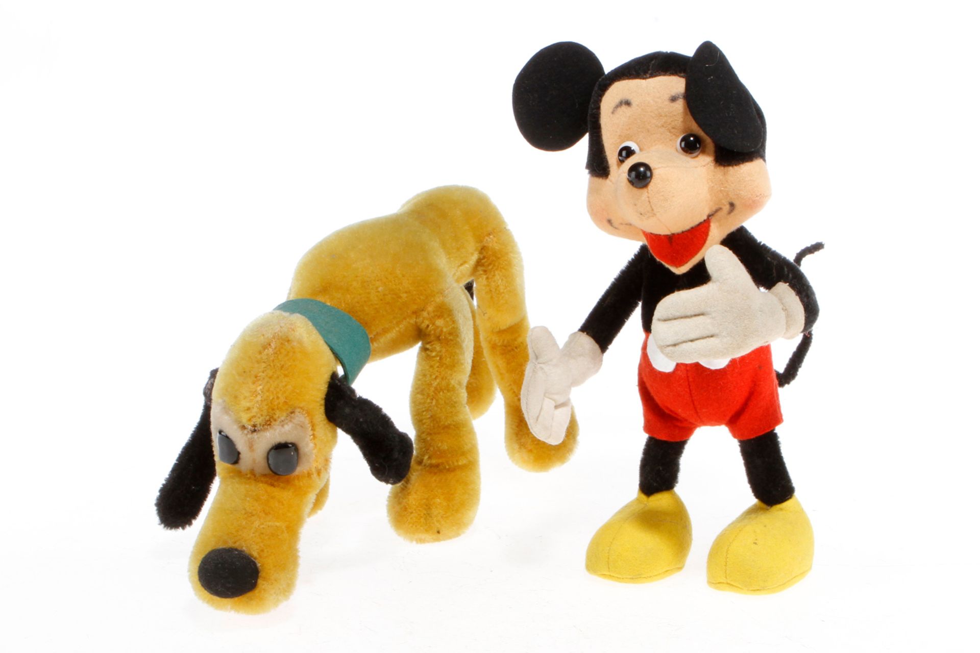 Schuco Mickey Mouse und Pluto, Alterungsspuren, H 23 und L 28, Z 3