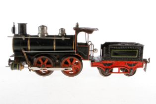 Märklin B-Dampflok 1021, Spur 1, uralt, Uhrwerk intakt, mit Tender, 1 imit. Stirnlampe und Bremse,