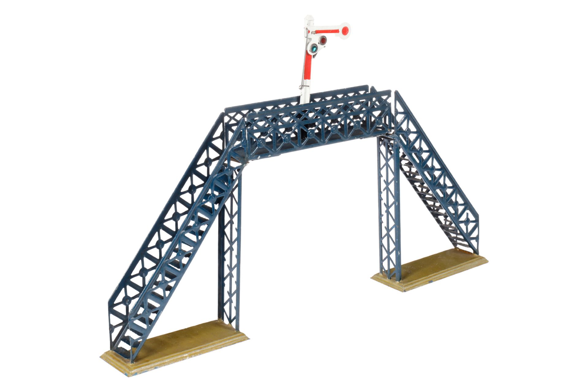 Märklin Signalbrücke 2390, Spur 0, HL, mit 1 Stecksignal, 1 Aufnahme für Mittelsteg ersetzt, LS