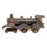 Märklin engl. 2-B Dampflok E 1021 GER, Spur 1, uralt, Uhrwerk intakt, blau, HL, ohne Tender, NV,