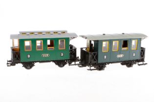 2 LGB Personenwagen 3009 und 3010, Spur G, grün, tw NV, Z 3