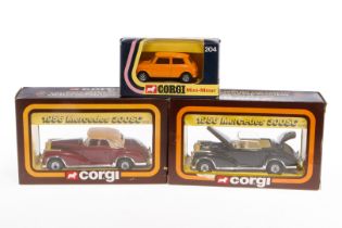 3 Corgi Modelle 204, 805 und 806, Alterungsspuren, je im tw besch. OK, Z 2-3