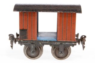 Märklin ged. Güterwagen 1803, Spur 1, uralt, HL, mit 2 TÖ, Kupplungen fremd befestigt,