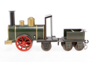 Märklin Replik-Storchbeinlok 11111, Spur 1, Uhrwerk intakt, HL, mit Tender und Schlüssel,