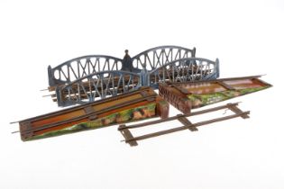 Märklin Doppelbogenbrücke, Spur 1, uralt, Uhrwerk, tw besch., zum Herrichten