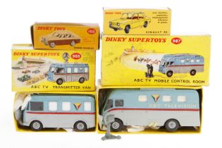 4 Dinky Modelle 168, 517, 987 und 988, Alterungsspuren, je im Karton, Z 2-3