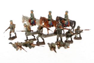 Konv. mit versch. Soldaten, Masse, HL, darunter 3 zu Pferd, LS, Z 3