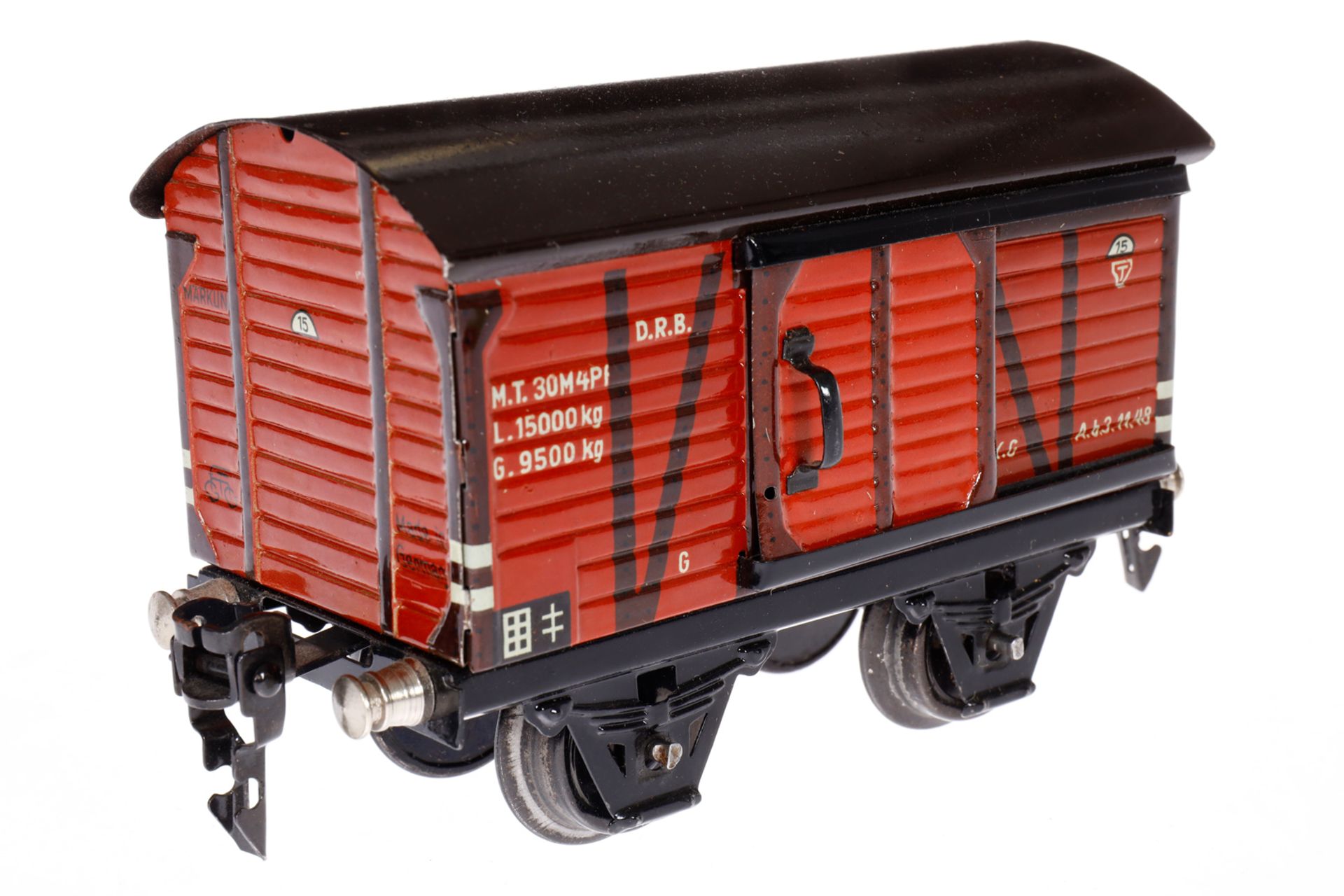 Märklin ged. Güterwagen 1681, Spur 0, CL, mit 1 ST, späte Ausführung, LS und gealterter Lack, L - Image 2 of 5
