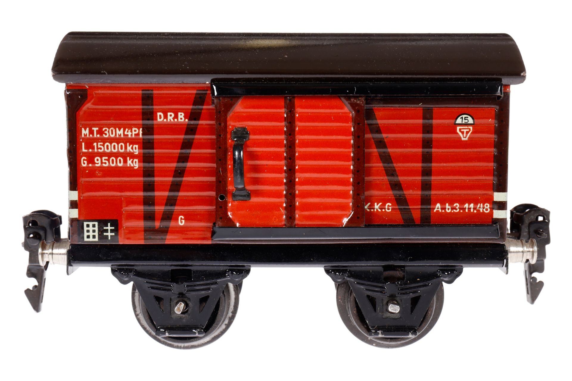 Märklin ged. Güterwagen 1681, Spur 0, CL, mit 1 ST, späte Ausführung, LS und gealterter Lack, L