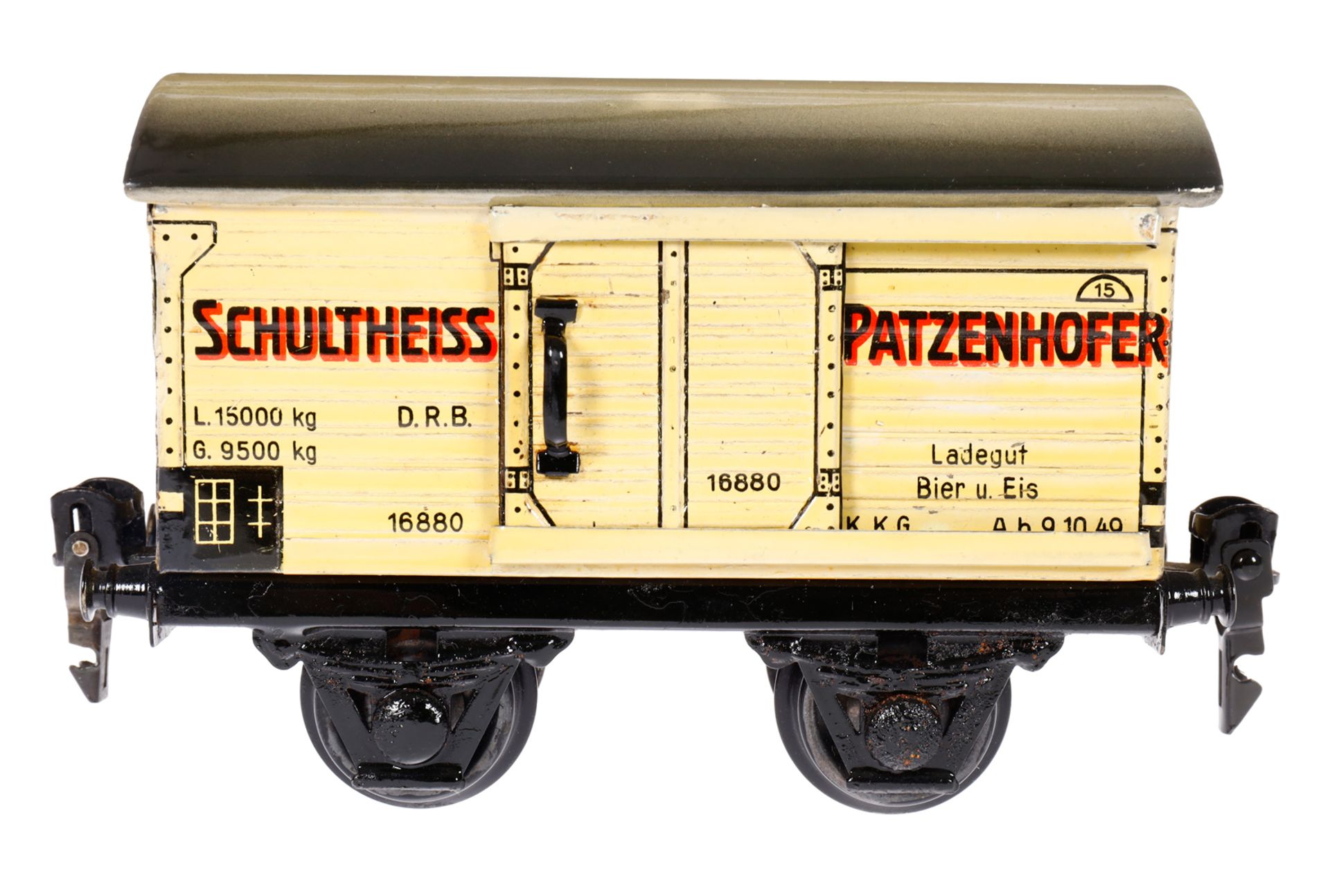 Märklin Schultheiss-Patzenhofer Bierwagen 1688, Spur 0, CL, mit 1 ST, Dach rest., Achslager