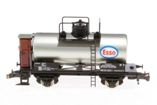 ETS Esso Kesselwagen 466, Spur 0, silber/schwarz, Alterungsspuren, L 19,5, OK, Z 2