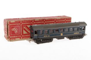 Märklin int. Schlafwagen 343 J, Spur H0, Blech, blau, LS und gealterter Lack, im Karton, Z 4