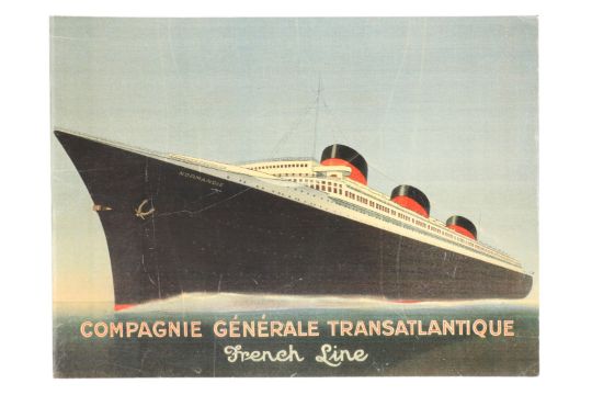 Papp-Plakat mit Dampfer ”Compagnie Generale Transatlantique French Line”, 28,5, x 38,5