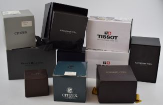 A good collection of watch boxes to include examples by manufacturers, Maurice Lacroix, Raymond