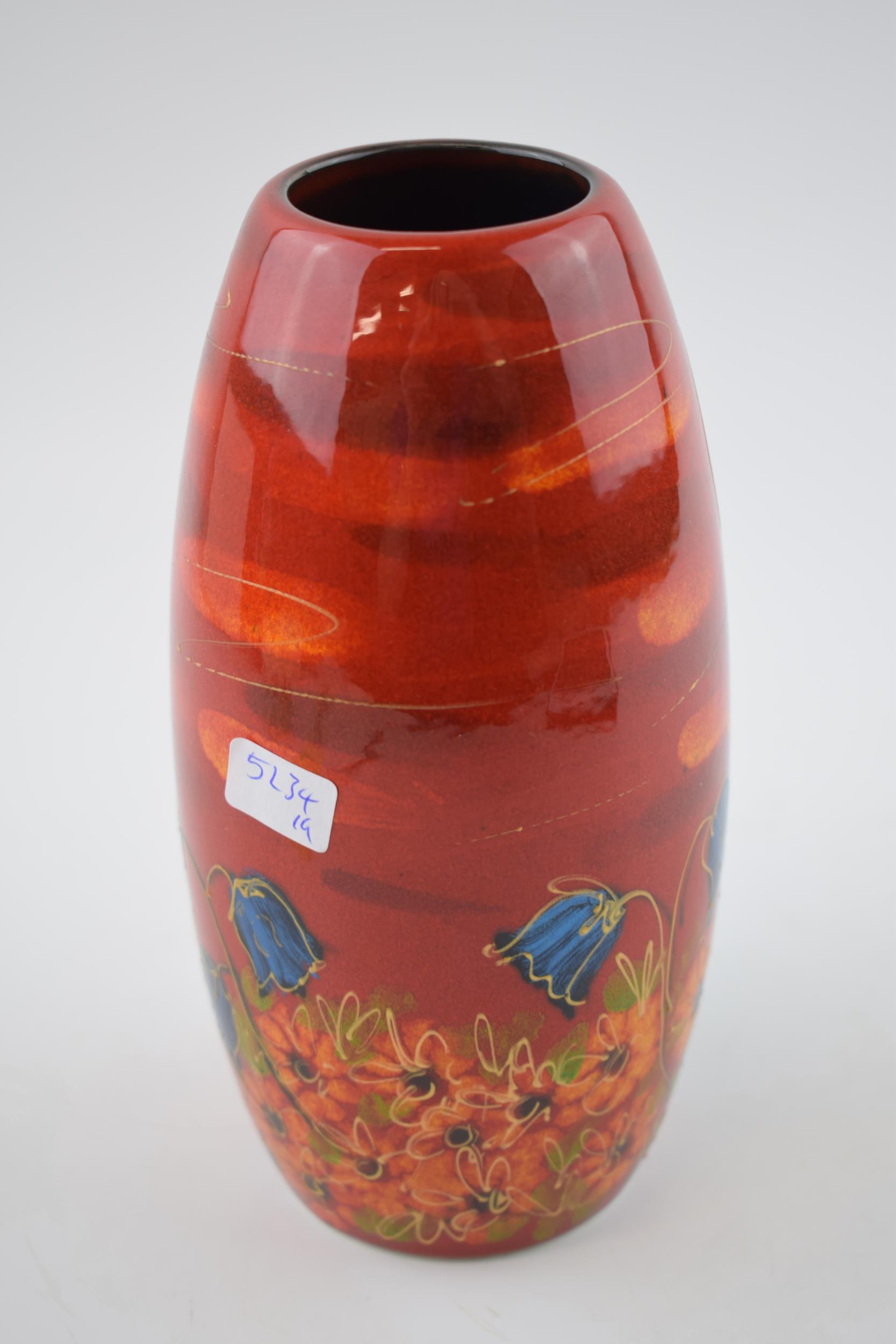 Anita Harris Art Pottery skittle vase, decorated with a hare silhouette, 18cm tall, signed by Anita. - Image 2 of 3