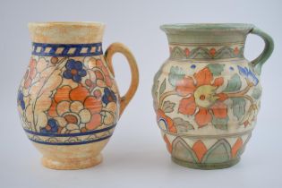 A pair of Crown Ducal Charlotte Rhead jugs with tubelined decoration, tallest 21cm (2). In good