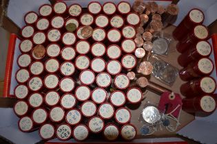 United Kingdom: a collection of circa 59 red cardboard tubes, each containing circa 50/51