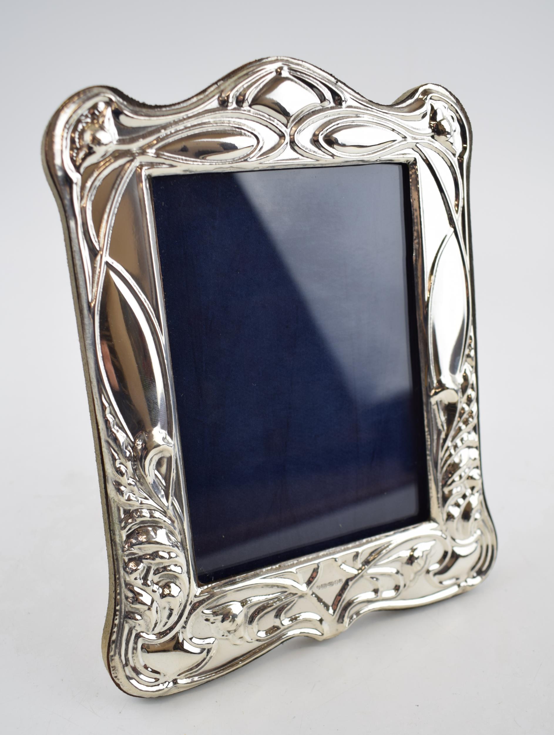 Hallmarked silver photo frame with easel back, 20cm tall, London 2021.