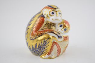 Royal Crown Derby paperweight in the form of monkeys, first quality with stopper. In good